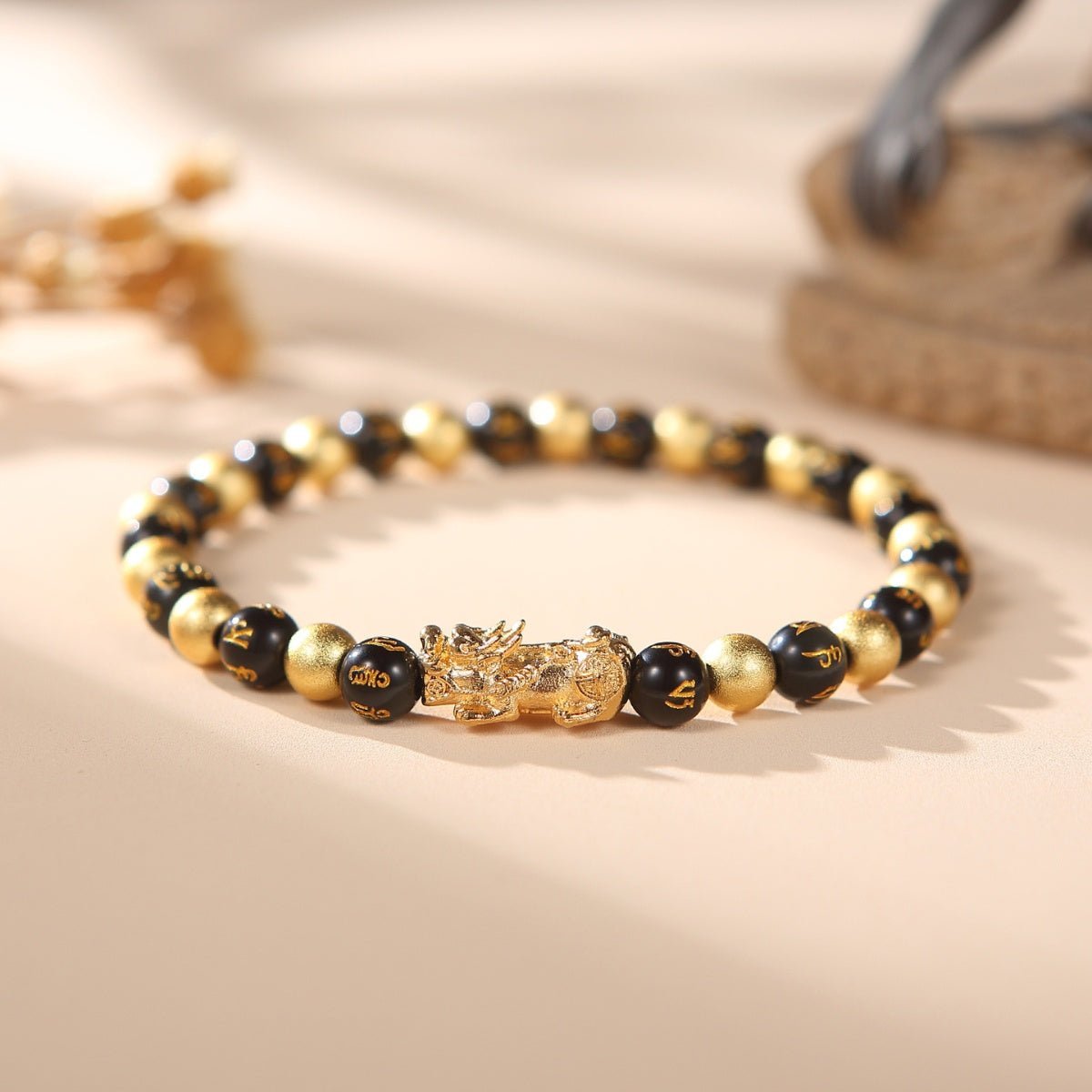 Black and Gold space-warming Beads Wealth-attuned Charm | AetherFate