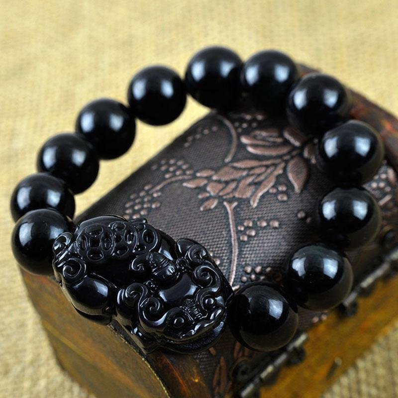 Black Obsidian Wealth-attuned Bracelet - Wealth Protection | AetherFate