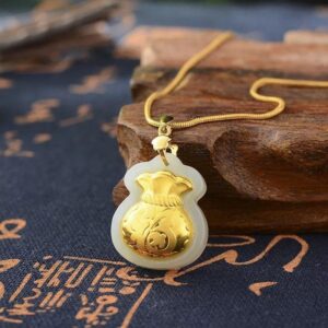 Jade Money Bag Necklace - space-warming Wealth Activator | AetherFate