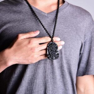 Black Obsidian Dragon Necklace - Protection, , Success | AetherFate
