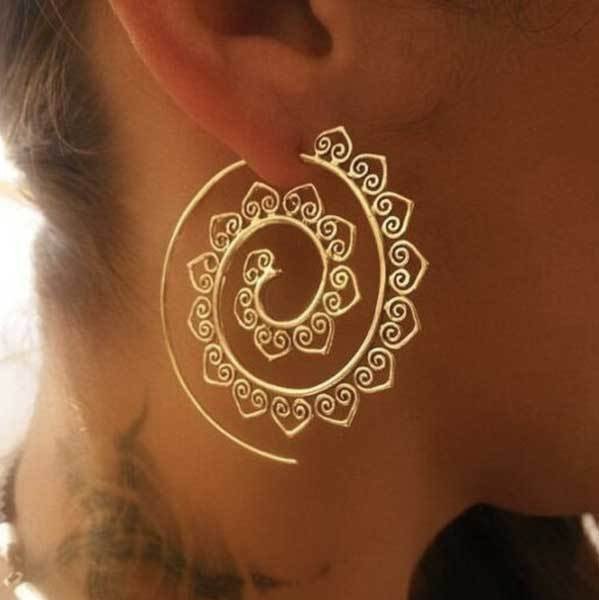 Spiral Hippie Hoops - Large Statement Earrings | AetherFate