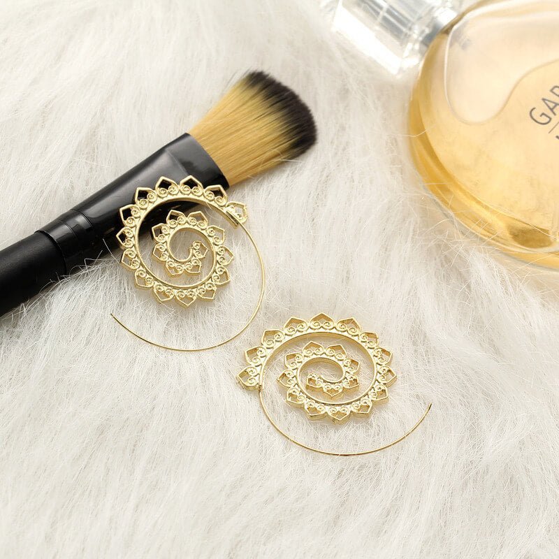 Spiral Hippie Hoops - Large Statement Earrings | AetherFate - Image 4