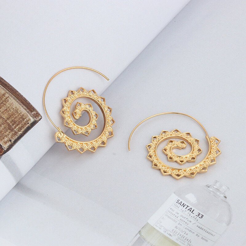 Spiral Hippie Hoops - Large Statement Earrings | AetherFate - Image 6