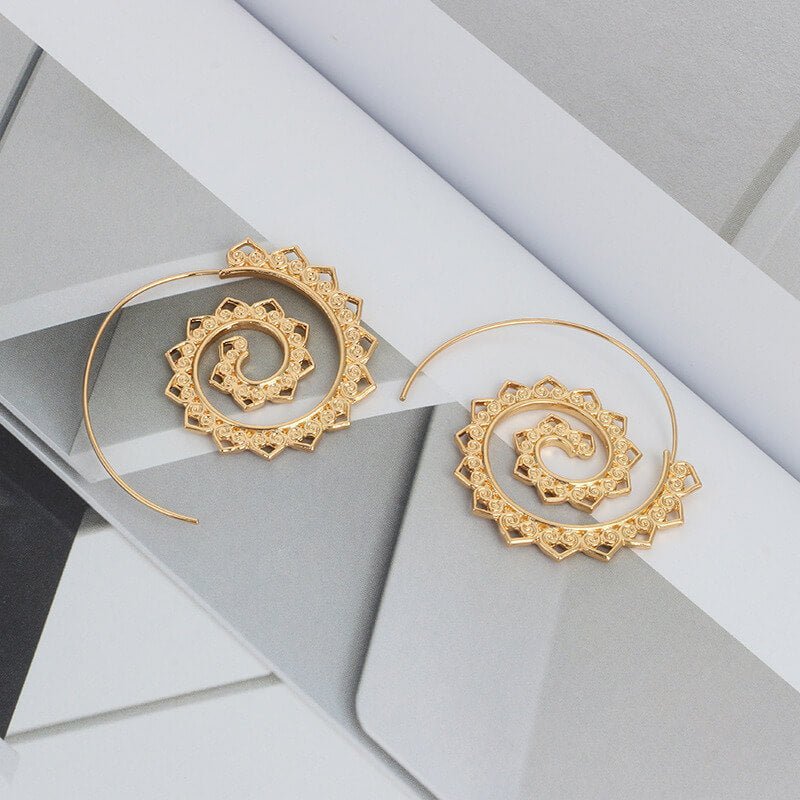 Spiral Hippie Hoops - Large Statement Earrings | AetherFate - Image 5