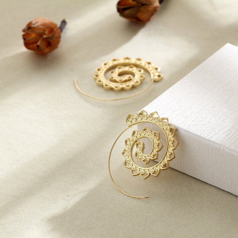 Spiral Hippie Hoops - Large Statement Earrings | AetherFate - Image 3