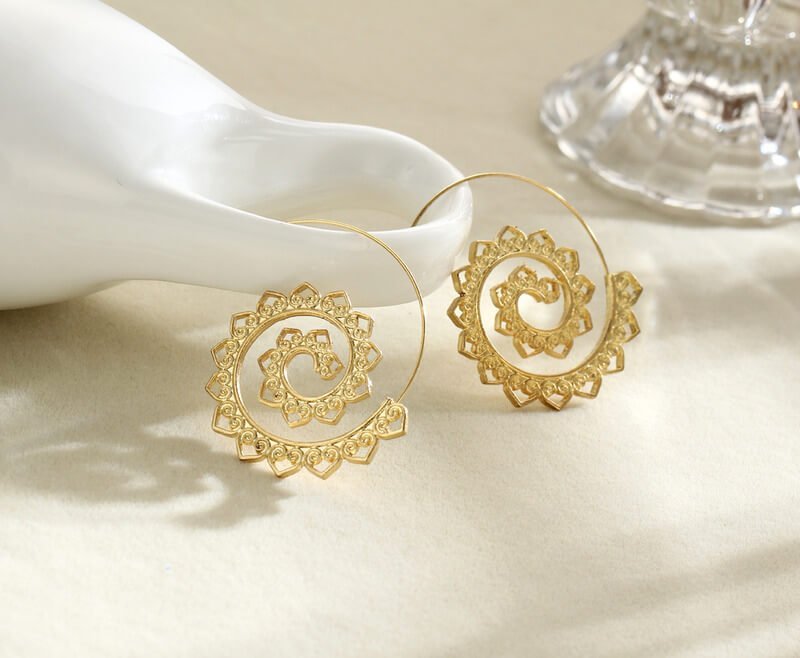 Spiral Hippie Hoops - Large Statement Earrings | AetherFate - Image 2