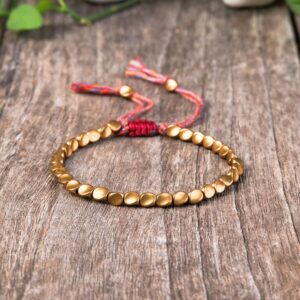 Tibetan Copper Beads Bracelet Handmade - For , Strength & Protection | AetherFate