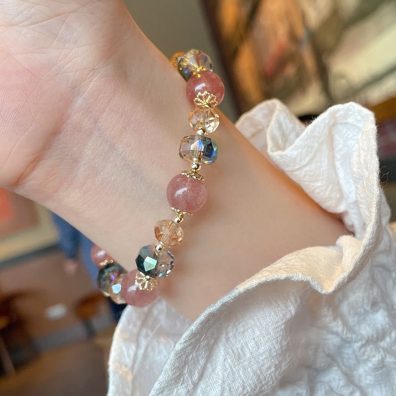 Strawberry Quartz & Crystal Bracelet | Your Quiet Daily Anchor for Soft Joy | AetherFate - Image 4