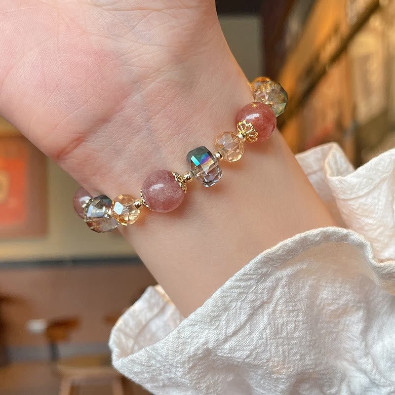 Strawberry Quartz & Crystal Bracelet | Your Quiet Daily Anchor for Soft Joy | AetherFate - Image 5
