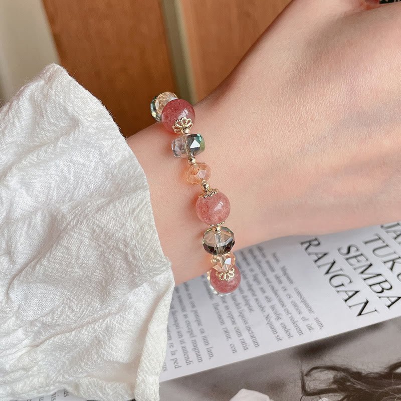 Strawberry Quartz & Crystal Bracelet | Your Quiet Daily Anchor for Soft Joy | AetherFate - Image 3