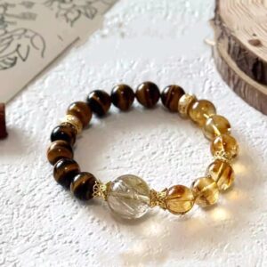 Mixed Crystal Bracelet | A Warm Trio of Gold and Earth | AetherFate