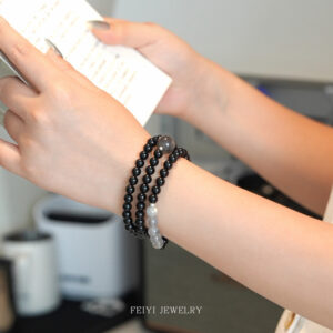 Mixed Crystal Bracelet | Shadow and Moonlight in Three Circles | AetherFate