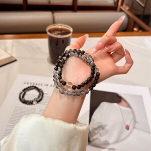 Black Obsidian Bracelet | Quiet Depth in a Flash of Light | AetherFate