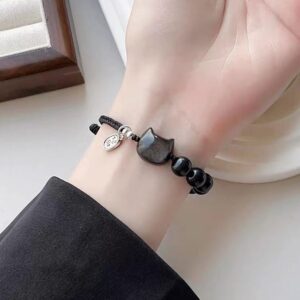 Black Obsidian Bracelet | Quiet Depth in a Woven Design | AetherFate
