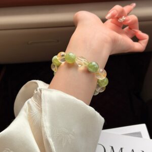 Mixed Crystal Bracelet | A Cheerful Burst of Lime and Gold | AetherFate