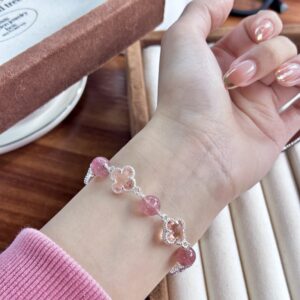 Strawberry Quartz Bracelet | Gentle Light Through Soft Petals | AetherFate
